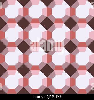 Seamless vector pattern with 3d geometrical texture on brown background. Simple optical illusion wallpaper design. Stock Vector