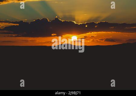 Sunset Views among Beautiful Sand Formations in the White Desert Protected Area, is National Park in the Farafra Oasis, Egypt Stock Photo