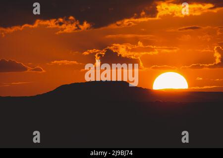 Sunset Views among Beautiful Sand Formations in the White Desert Protected Area, is National Park in the Farafra Oasis, Egypt Stock Photo