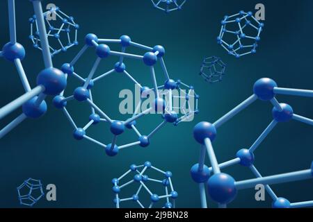 Molecules in the form of a dodecahedron. 3d illustration.