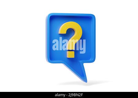 Speech balloon with a question mark isolated on white background. 3d illustration. Stock Photo