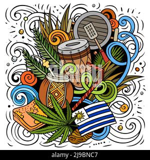 Uruguay hand drawn cartoon doodles illustration. Stock Vector