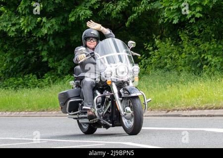 Milton Keynes,UK 22nd May 2022. participant in the The Distinguished Gentleman’s Ride riding from Milton Keynes to Bedford. Stock Photo