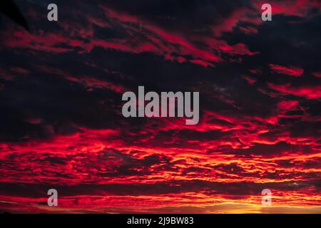 red fire blood sunset sky cloudscape beautiful phenomenon nature background Stock Photo