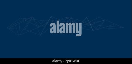 Abstract wireframe digital line surface blue background white shading, big data connection Stock Photo