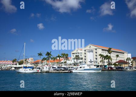 ORANJESTAD, ARUBA - DECEMBER 20, 2020: Renaissance Mall and Wind