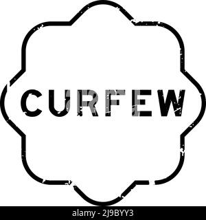 Grunge black curfew word rubber seal stamp on white background Stock Vector