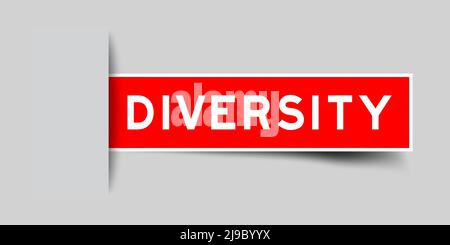 Inserted red color label sticker with word diversity on gray background Stock Vector