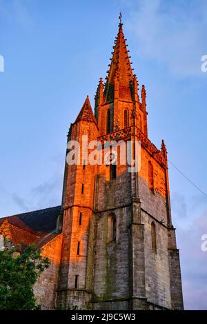 France, Morbihan, Pontivy, general view with the Notre-Dame de Joie basilica Stock Photo