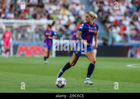 Maria Pilar Leon of FC Barcelona seen in action during the UEFA Women's Champions League Final 2021/22 football match between FC Barcelona and Olympique Lyonnais at the Allianz Stadium.(Final score; FC Barcelona 1:3 Olympique Lyonnais) Stock Photo