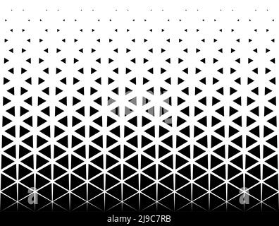 Geometric pattern of black triangles on a white background.Seamless in one direction.Option with a short fade out.21 figures in hight Stock Vector