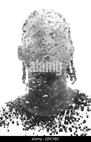 System thinking. A portrait of a man combined with a digital element Stock Photo