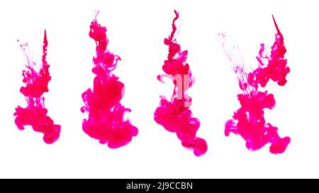 Purple ink in water on white background Stock Photo