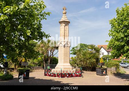 War Memorial Cross in Sheringham, North Norfolk, UK commemorating people who have died in wars Stock Photo