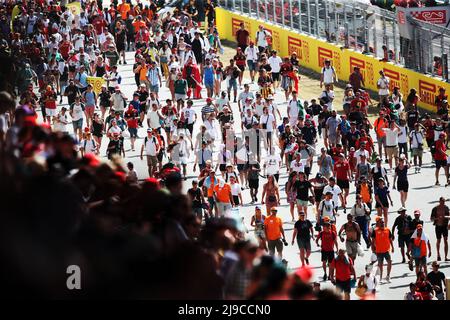 Circuit atmosphere - fans invade the circuit to head to the podium at the end of the race. Spanish Grand Prix, Sunday 22nd May 2022. Barcelona, Spain. Stock Photo