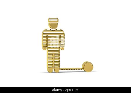 Golden 3d prison icon isolated on white background - 3d render Stock Photo