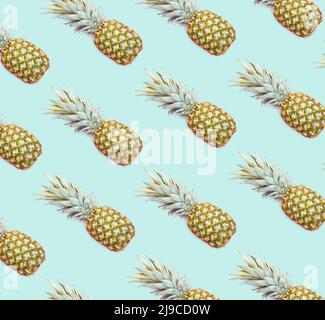 Pineapple pattern on blue background Stock Photo