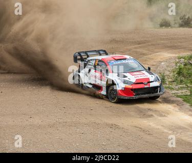 Cabeceiras de Basto, Portugal - 21 May 2022: 18 Takamoto KATSUTA (JPN), Aaron JOHNSTON (IRL), TOYOTA GAZOO RACING WRT, TOYOTA GR YARIS RALLY1 Stock Photo