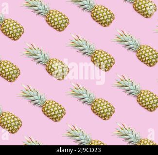Pineapple pattern on pink background Stock Photo