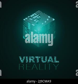 Virtual reality cube background Stock Vector