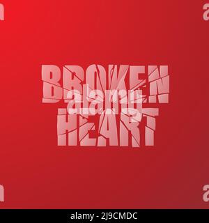 Glass broken heart text backgrounbd Stock Vector