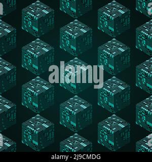 Digital crypto chain blocks wallpaper Stock Vector