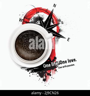 Trash polka windrose coffee design Stock Vector