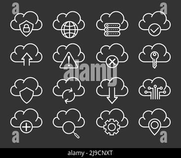 Cloud hosted icons Stock Vector