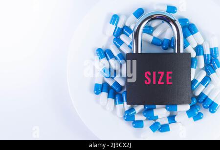 The prohibition of taking drugs for weight loss. Restriction on the import of weight loss pills. Closing medications. Contraindications for treatment. Stock Photo