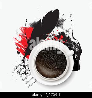 Trash polka feather coffee wallpaper Stock Vector