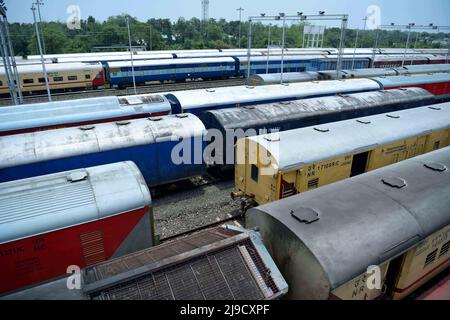 Express trains were cancelled due to landslides and tunnels blocked due to for heavy rain in different places of Assam. Agartala, Tripura India. Stock Photo