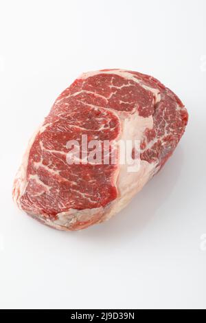 Ribeye steak. Raw meat isolated on white background Stock Photo