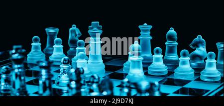 Glass chess, on the black background. Stock images. Close-up view Stock  Photo - Alamy