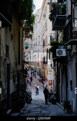 Telephoto images capturing the narrow views of the Kelso district in Palermo, colorful and charming Stock Photo