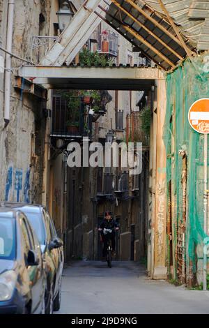 Telephoto images capturing the narrow views of the Kelso district in Palermo, colorful and charming Stock Photo