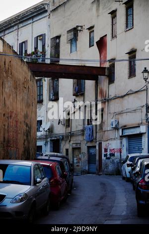 Telephoto images capturing the narrow views of the Kelso district in Palermo, colorful and charming Stock Photo