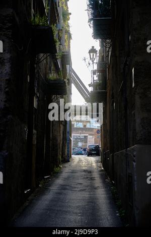 Telephoto images capturing the narrow views of the Kelso district in Palermo, colorful and charming Stock Photo