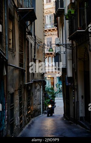 Telephoto images capturing the narrow views of the Kelso district in Palermo, colorful and charming Stock Photo