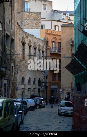 Telephoto images capturing the narrow views of the Kelso district in Palermo, colorful and charming Stock Photo