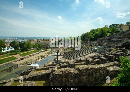 Panoramic view of the ancient theatre of Fourviere in Lyon France Stock Photo