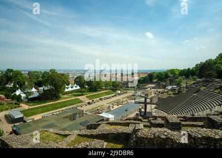 Panoramic view of the ancient theatre of Fourviere in Lyon France Stock Photo