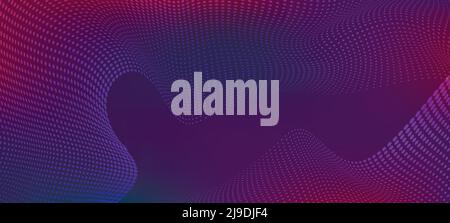 Abstract violet halftone wave background, bright gradient Stock Vector