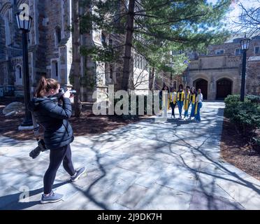graduates being photographed in the Law school Quadrangle, University of Michigan, Ann Arbor, Michigan, USA Stock Photo