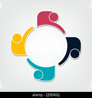 Group people logo handshake in a circle,Teamwork icon.vector illustrator Stock Vector