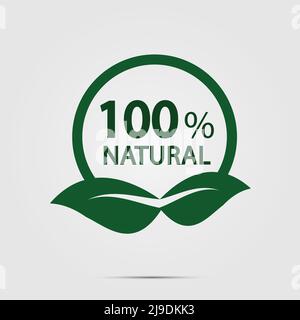 eco green energy concept,100 percent natural label. Vector illustration Stock Vector