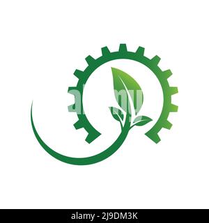 ecology gear and leaf logo,Vector illustration Stock Vector