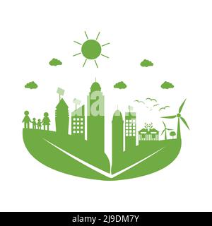 Green cities help the world with eco-friendly concept ideas,Vector llustration Stock Vector