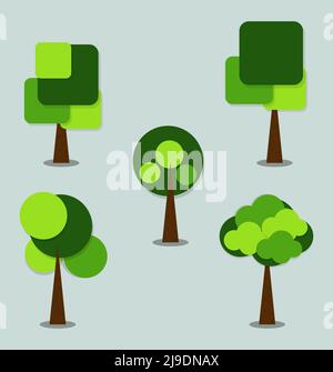 Symbols, tree icon green with beautiful leaves,Vector illustration Stock Vector