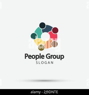 Group fire people logo handshake in a circle,Teamwork icon.vector illustrator Stock Vector