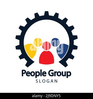 Teamwork gear icon, meeting people logo,Vector illustration Stock Vector